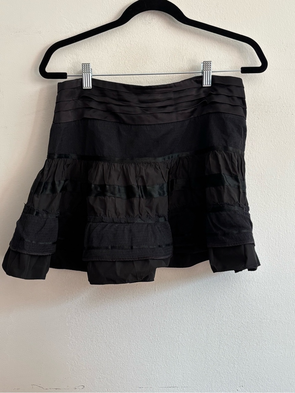 Patrizia Pepe black ruffle mini skirt with ruffled tiers